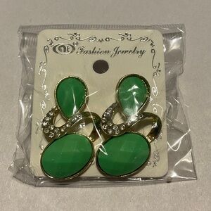 Fashion Jewelry Emerald and Gold Earrings